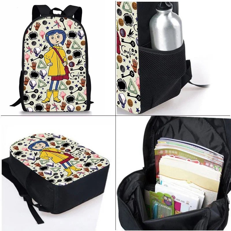 Anime 3D Cartoon School Backpack Set for Boys and Girls Best Gift for Children with Waterproof Feature Featuring Little Girl