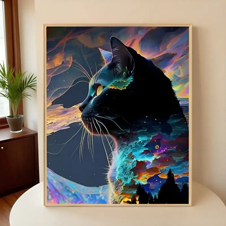 Animal Lovers DIY Cat Cross-Stitch Kit Full Embroidery Anime Cartoon for Bedroom Decor for Embroidery Crafts & Needlework