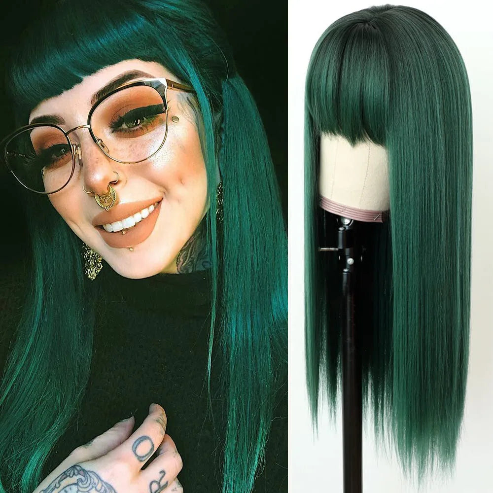28inch Cosplay Wigs Multi Colors Straight Synthetic Wig Cosplay Heat Resistant  Anime Cosplay Wigs for Halloween Party