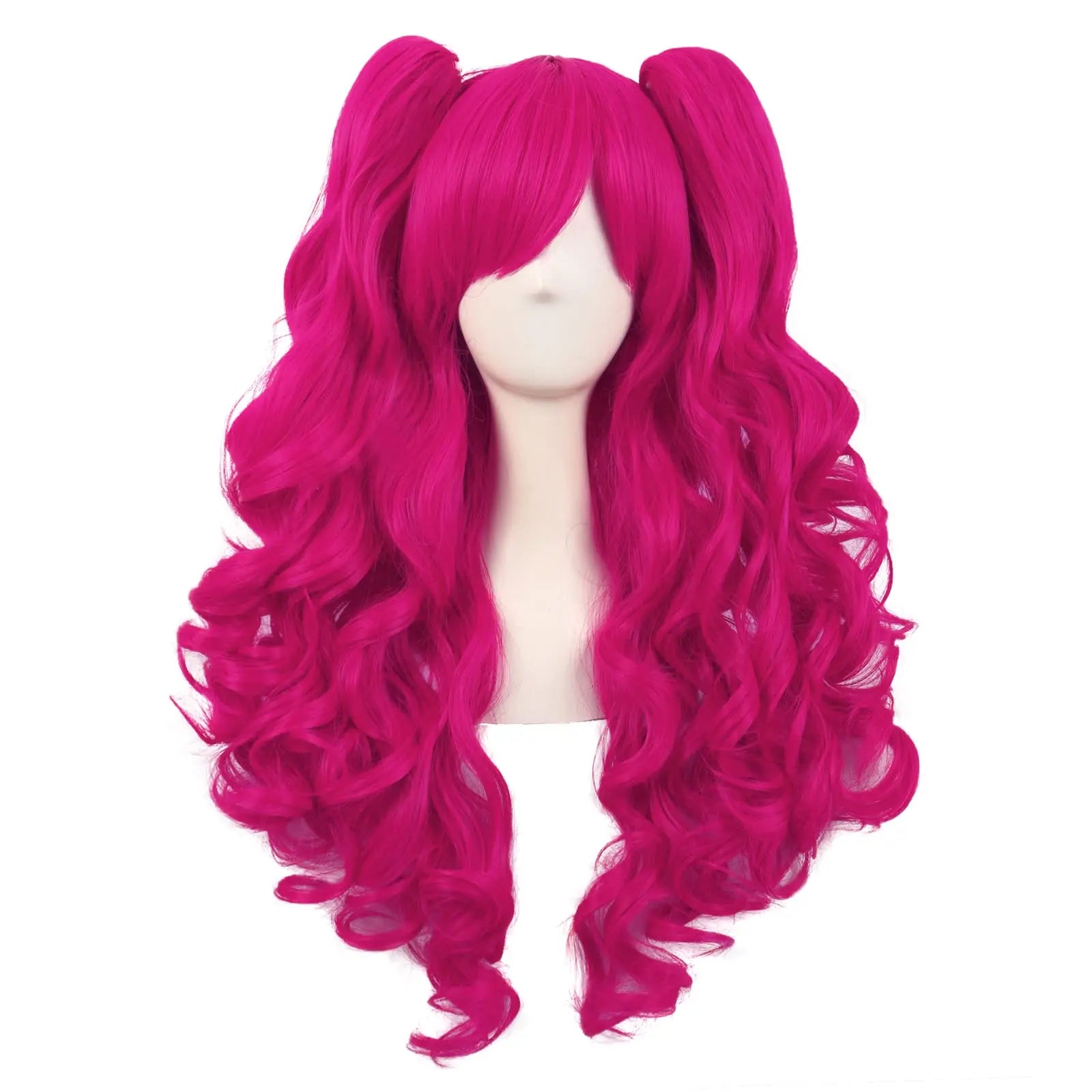 Lolita Wig 70cm Long Pink Curly Heat-Resistant Synthetic Cosplay Ponytail Wig