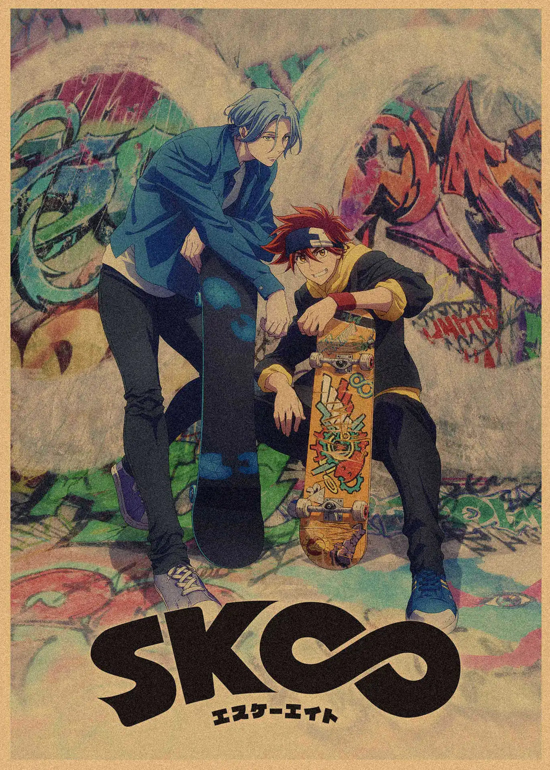 Japanese Sports Infinity Skateboard Kraft Paper Anime Poster Retro Decorative Wall Painting Mural 359