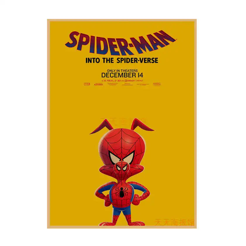 Spider-Man Poster Superhero Dormitory Internet Cafe Retro Kraft Paper Decorative Wall Painting Custom Printing Anime Posters