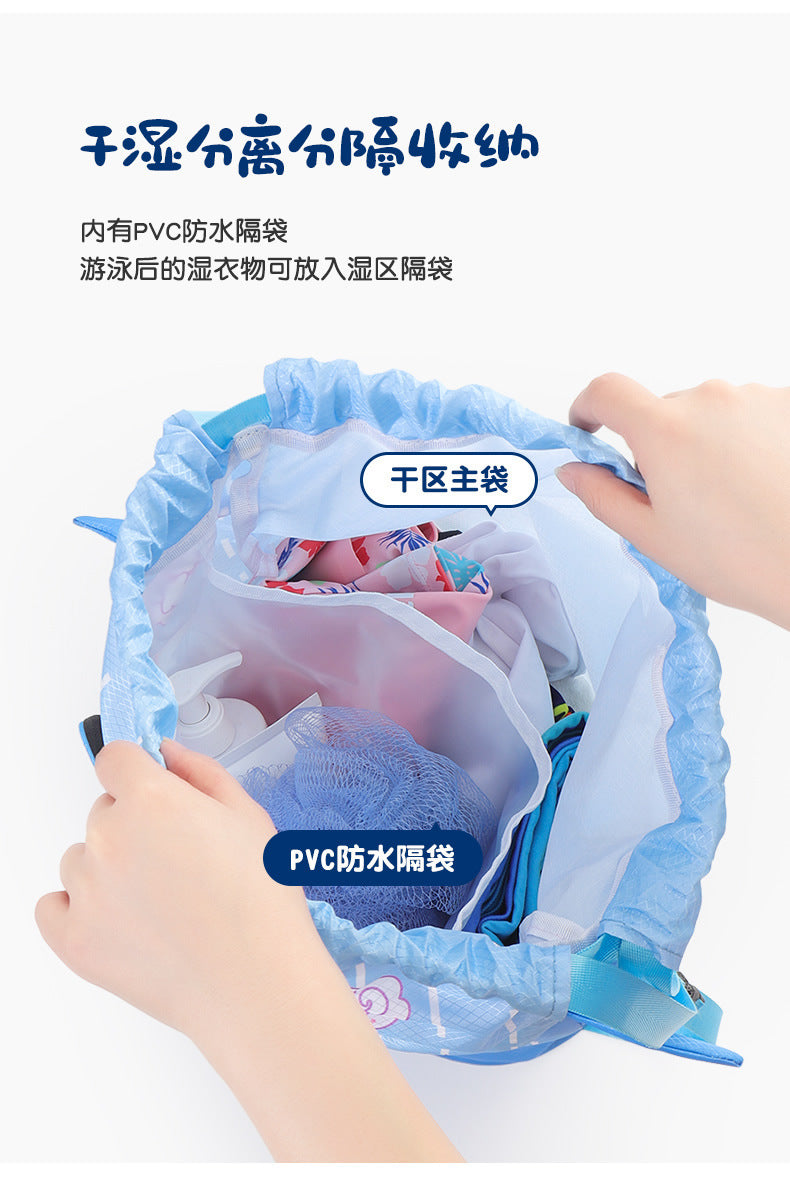 Children's Swimming Bag, Wet and Dry Separation Waterproof Storage Bag, Portable Backpack for Boys and Girls, Cute Cartoon Beach Backpack