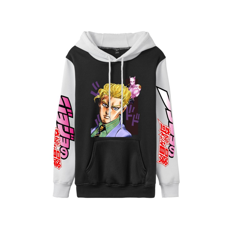 Cross-Border New Jojo Bizarre Adventure Series Anime Printed Casual Velvet Couple Hooded Trendyy Sweatshirt