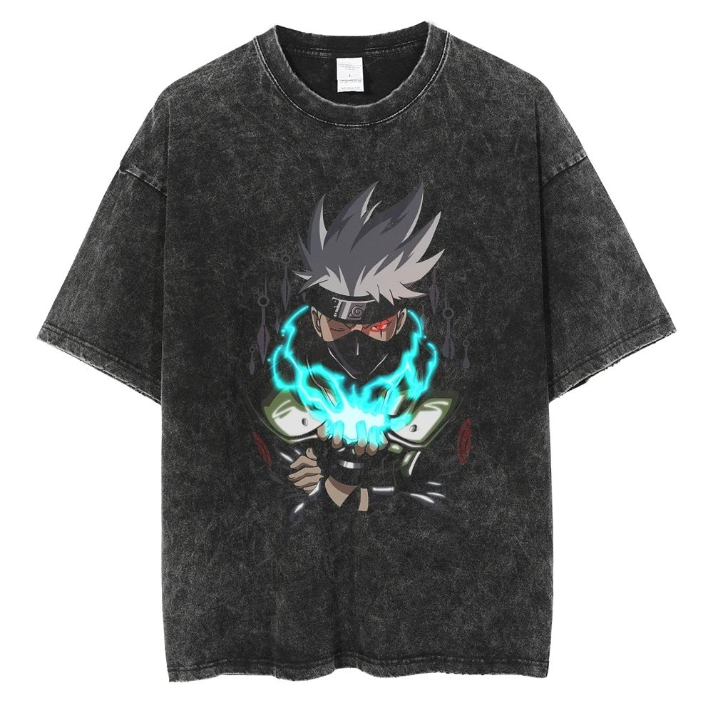 Hip Hop Streetwear Washed Oversized T-Shirt Japanese Anime 202