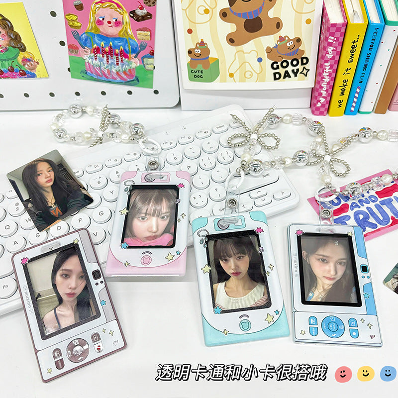 Transparent Card Holder Ins Style Idol Chasing Star Acrylic Small Card Protective Cover Chain Polaroid Photo Card Bag Pendant