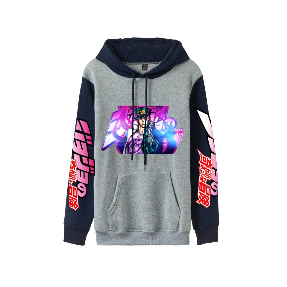 Cross-Border New Jojo Bizarre Adventure Series Anime Printed Casual Velvet Couple Hooded Trendyy Sweatshirt