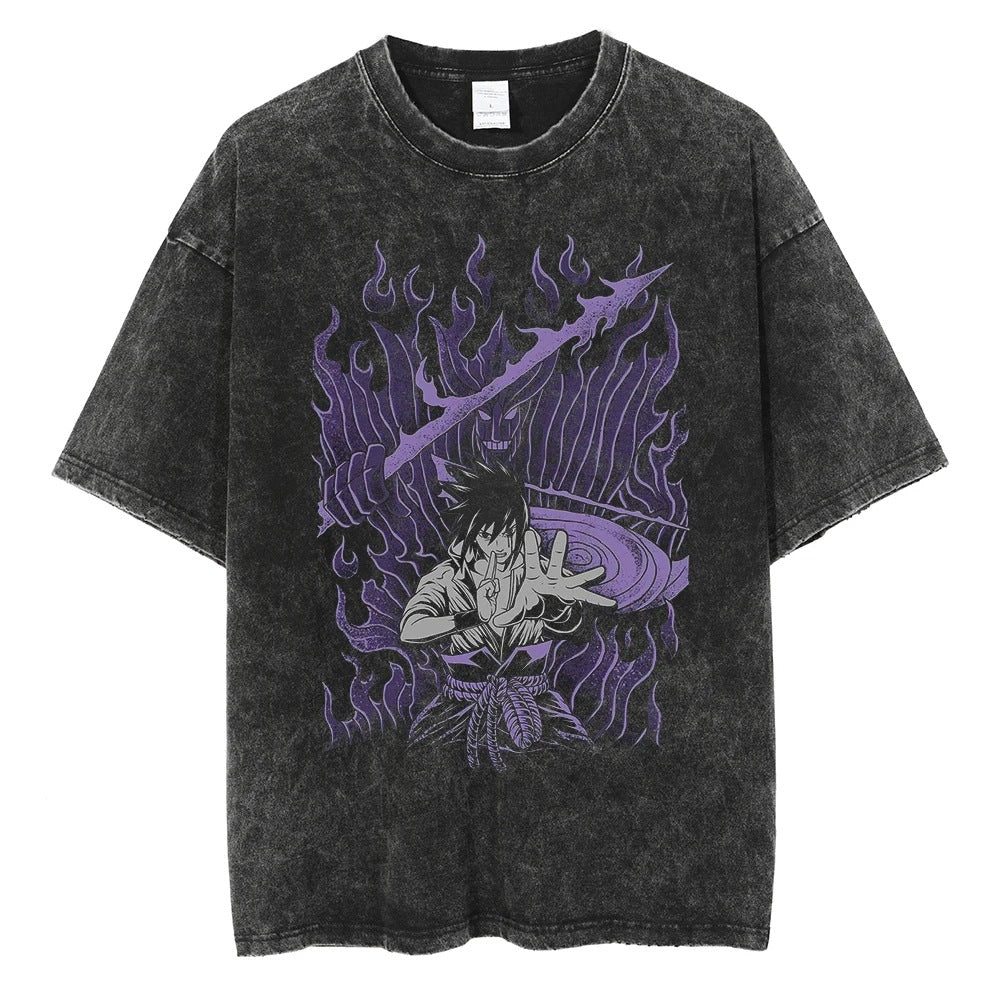 Hip Hop Streetwear Washed Oversized T-Shirt Japanese Anime 202