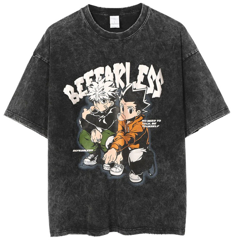 Anime New T-Shirt Cotton Top T-Shirt Dark Shirt Printing Anime Short-Sleeved Men's and Women's 220g Series
