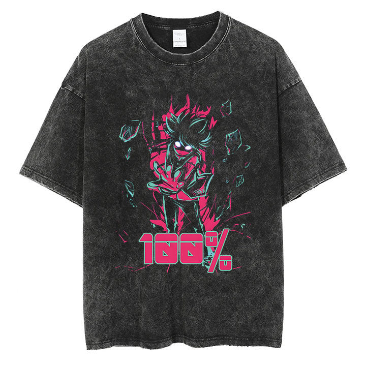 Anime Mob Psycho 100 Washed Tshirt Men Streetwear Harajuku g