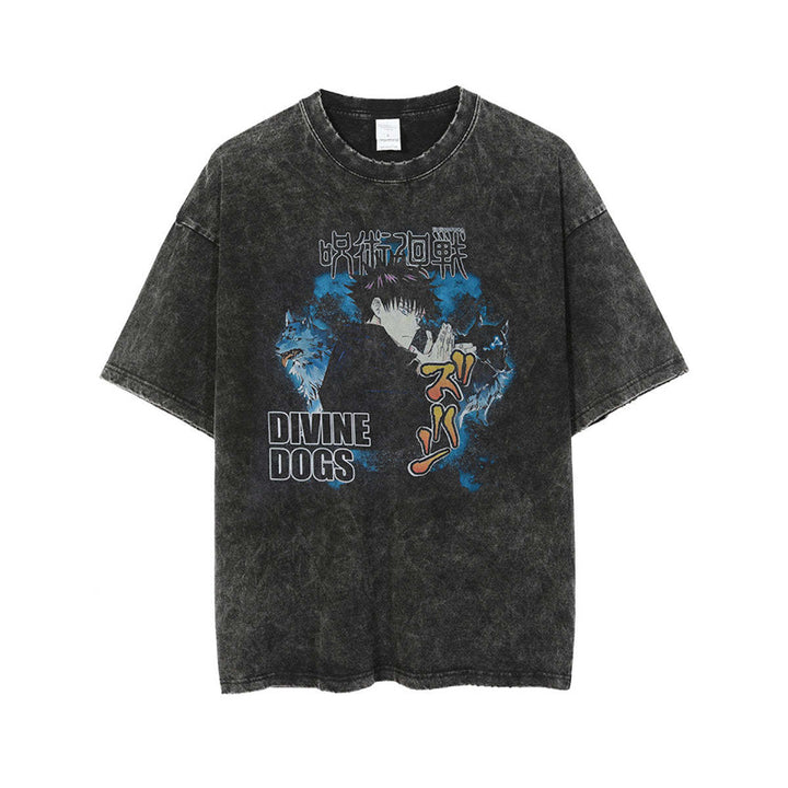 Anime New T-Shirt Cotton Top T-Shirt Dark Shirt Printing Anime Short-Sleeved Men's and Women's 220g Series
