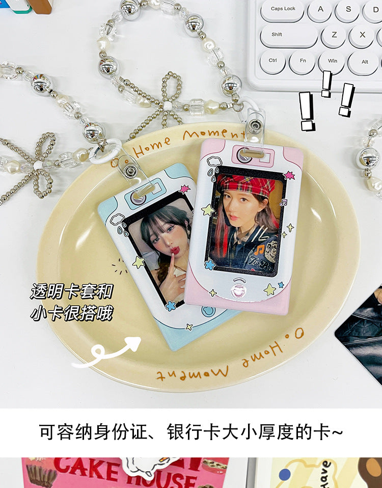 Transparent Card Holder Ins Style Idol Chasing Star Acrylic Small Card Protective Cover Chain Polaroid Photo Card Bag Pendant