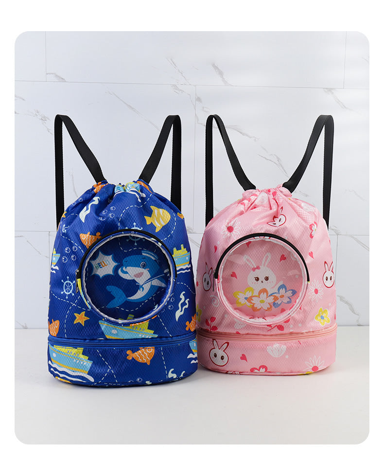 Children's Swimming Storage Bag Dry and Wet Separate Waterproof Wash Storage Bag Student Children's Cute Beach Backpack
