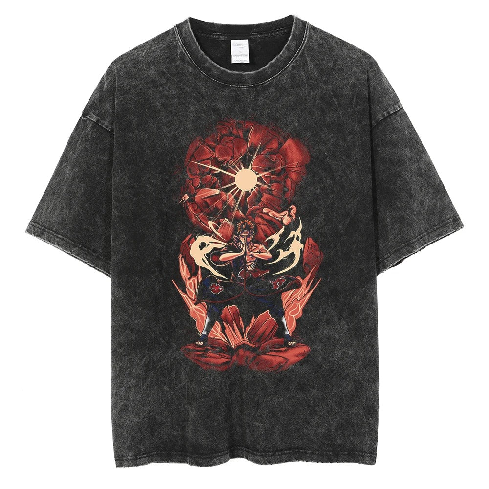 Hip Hop Streetwear Washed Oversized T-Shirt Japanese Anime 202