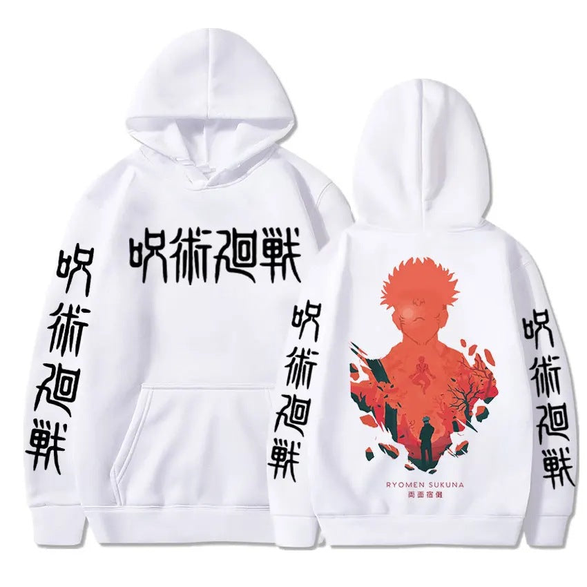 Jujutsu Kaisen Ryomen Sukuna Hoodies Man Anime Harajuku Fleece