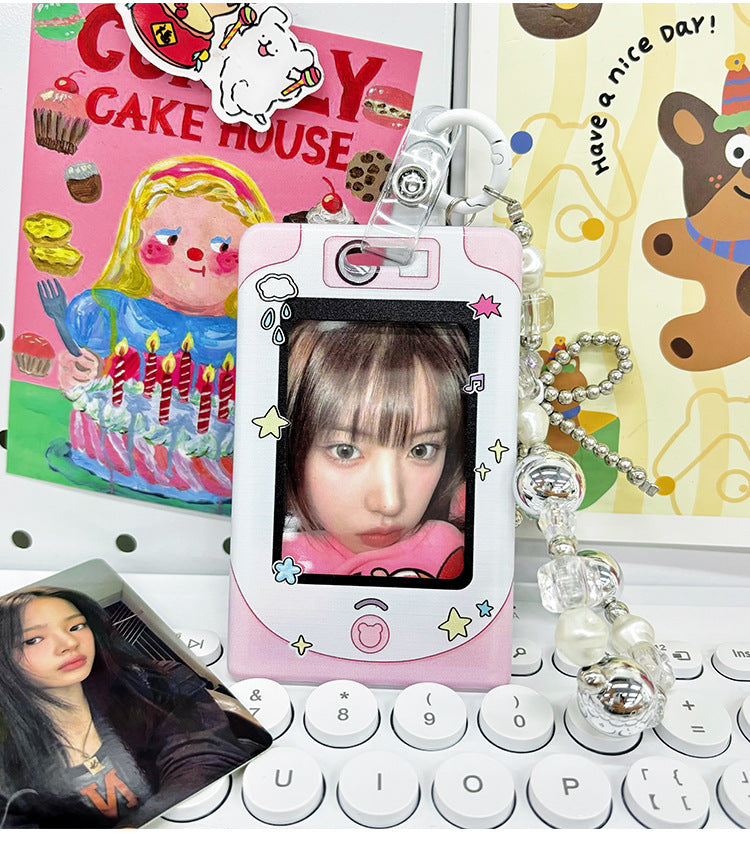Transparent Card Holder Ins Style Idol Chasing Star Acrylic Small Card Protective Cover Chain Polaroid Photo Card Bag Pendant