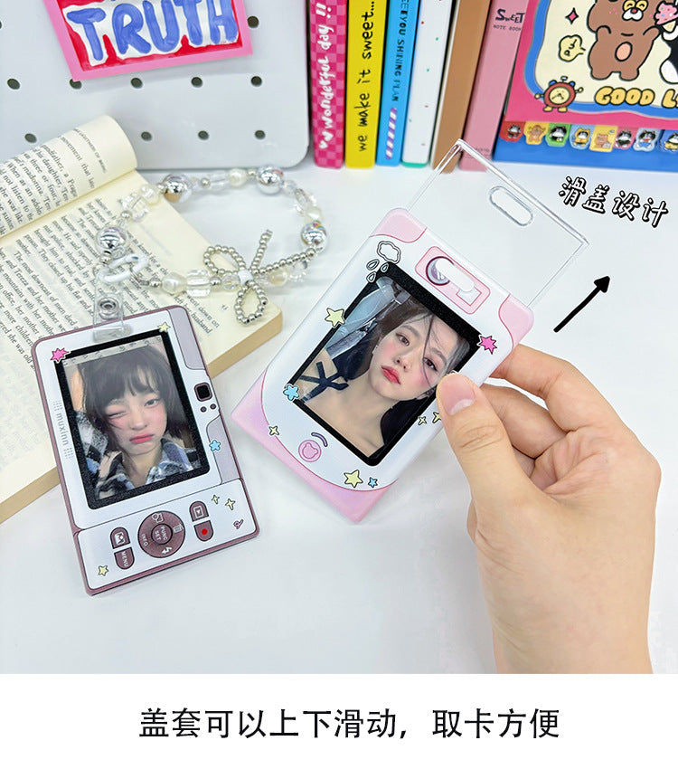 Transparent Card Holder Ins Style Idol Chasing Star Acrylic Small Card Protective Cover Chain Polaroid Photo Card Bag Pendant