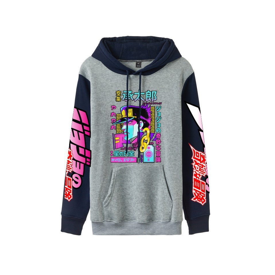 Cross-Border New Jojo Bizarre Adventure Series Anime Printed Casual Velvet Couple Hooded Trendyy Sweatshirt