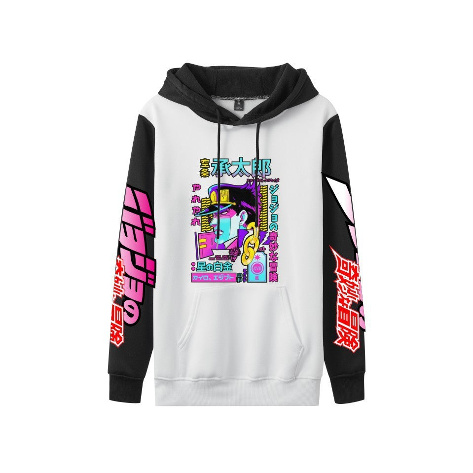 Cross-Border New Jojo Bizarre Adventure Series Anime Printed Casual Velvet Couple Hooded Trendyy Sweatshirt