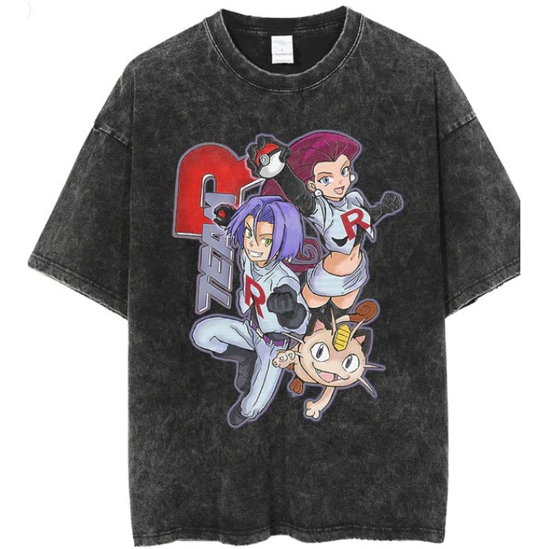 Anime New T-Shirt Cotton Top T-Shirt Dark Shirt Printing Anime Short-Sleeved Men's and Women's 220g Series