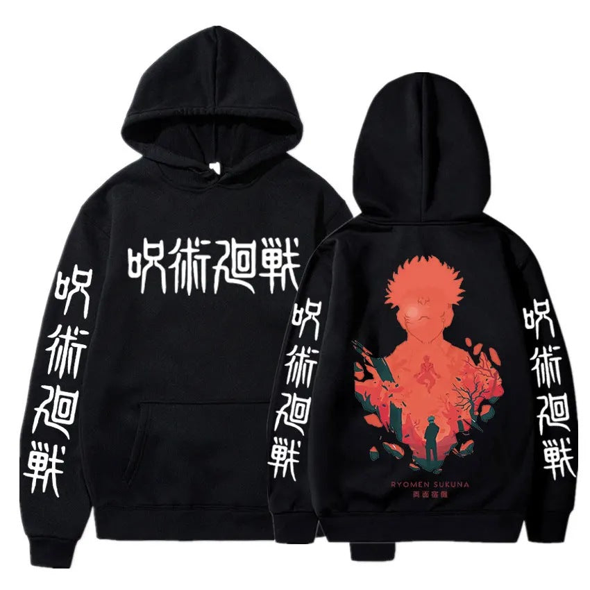 Jujutsu Kaisen Ryomen Sukuna Hoodies Man Anime Harajuku Fleece