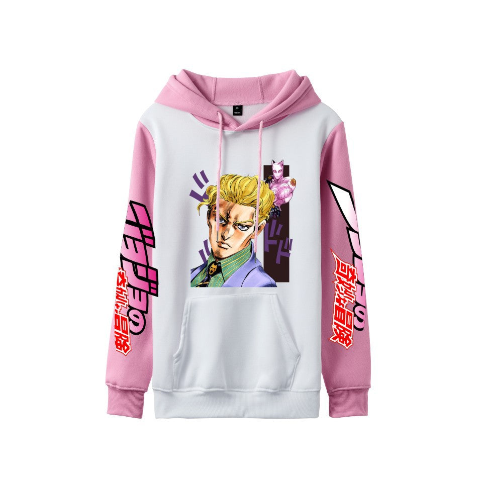 Cross-Border New Jojo Bizarre Adventure Series Anime Printed Casual Velvet Couple Hooded Trendyy Sweatshirt
