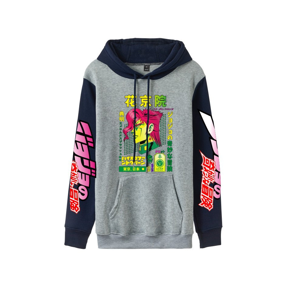 Cross-Border New Jojo Bizarre Adventure Series Anime Printed Casual Velvet Couple Hooded Trendyy Sweatshirt