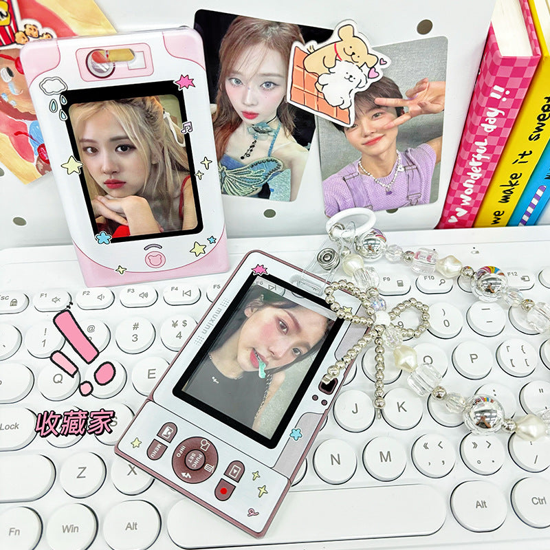 Transparent Card Holder Ins Style Idol Chasing Star Acrylic Small Card Protective Cover Chain Polaroid Photo Card Bag Pendant