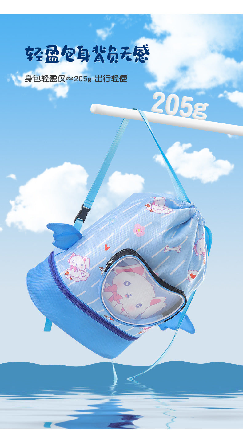 Children's Swimming Bag, Wet and Dry Separation Waterproof Storage Bag, Portable Backpack for Boys and Girls, Cute Cartoon Beach Backpack