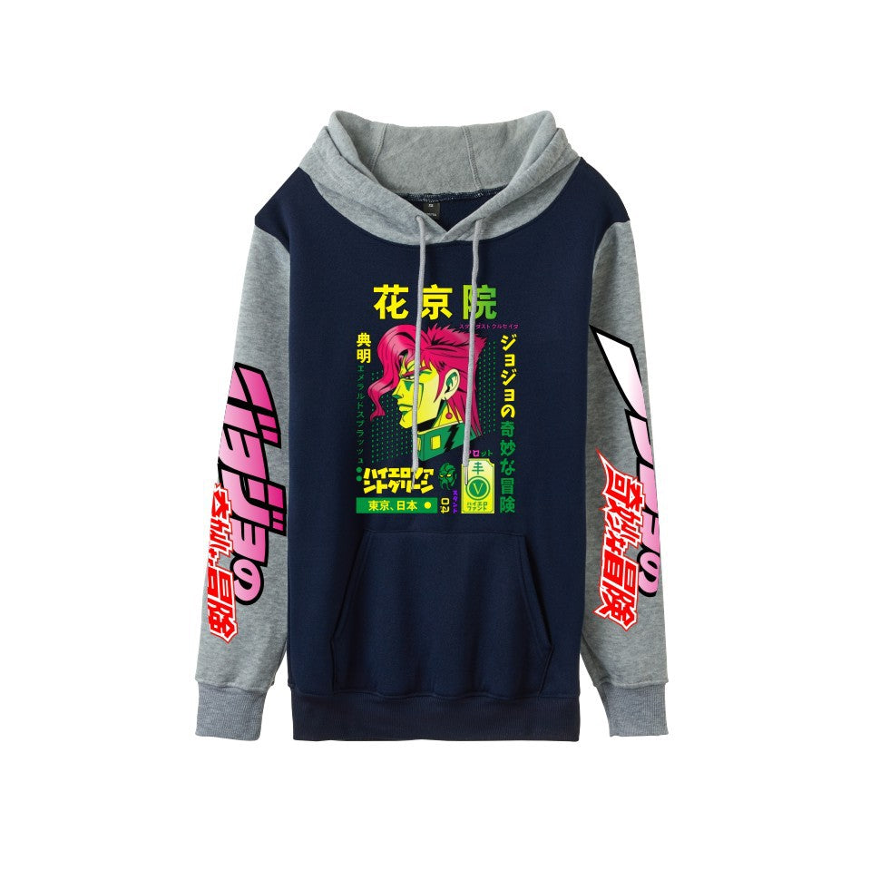 Cross-Border New Jojo Bizarre Adventure Series Anime Printed Casual Velvet Couple Hooded Trendyy Sweatshirt