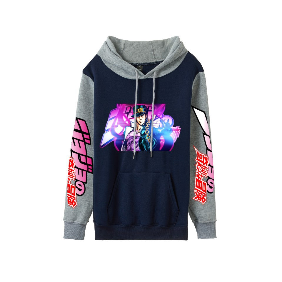 Cross-Border New Jojo Bizarre Adventure Series Anime Printed Casual Velvet Couple Hooded Trendyy Sweatshirt