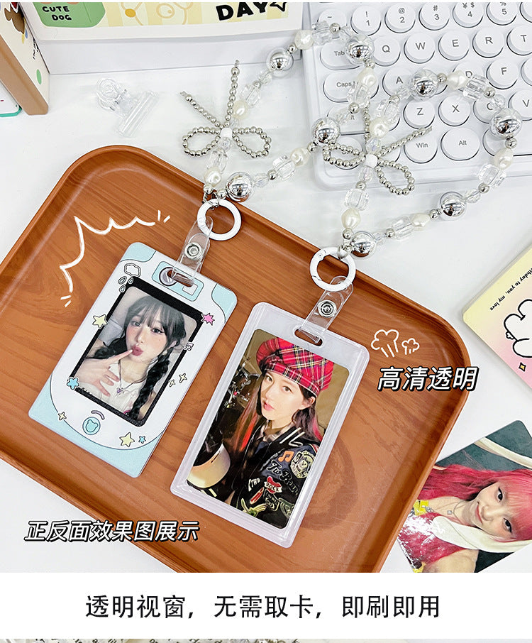 Transparent Card Holder Ins Style Idol Chasing Star Acrylic Small Card Protective Cover Chain Polaroid Photo Card Bag Pendant