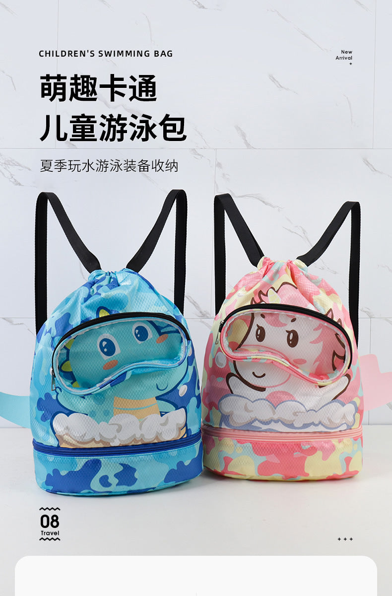 Children's Swimming Storage Bag Dry and Wet Separate Waterproof Wash Storage Bag Student Children's Cute Beach Backpack