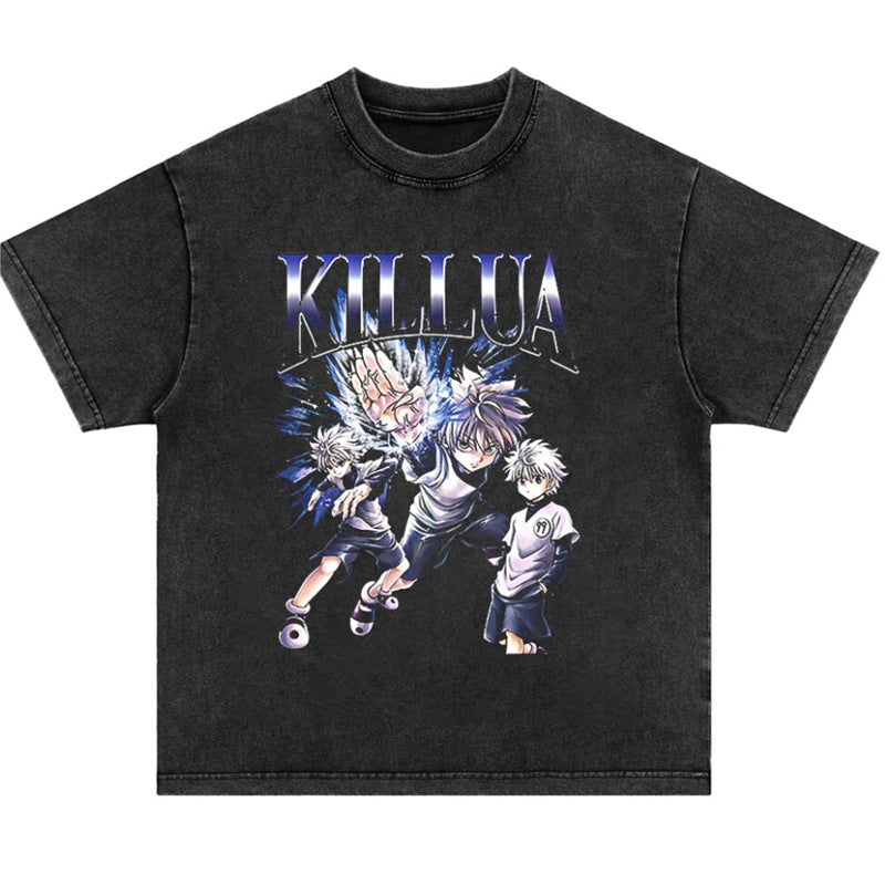 Anime New T-Shirt Cotton Top T-Shirt Dark Shirt Printing Anime Short-Sleeved Men's and Women's 220g Series