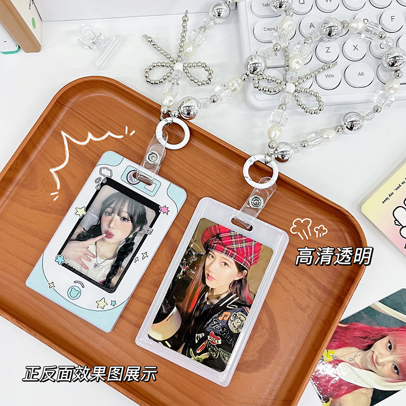 Transparent Card Holder Ins Style Idol Chasing Star Acrylic Small Card Protective Cover Chain Polaroid Photo Card Bag Pendant