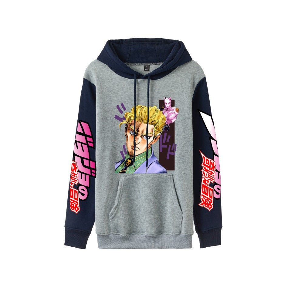 Cross-Border New Jojo Bizarre Adventure Series Anime Printed Casual Velvet Couple Hooded Trendyy Sweatshirt