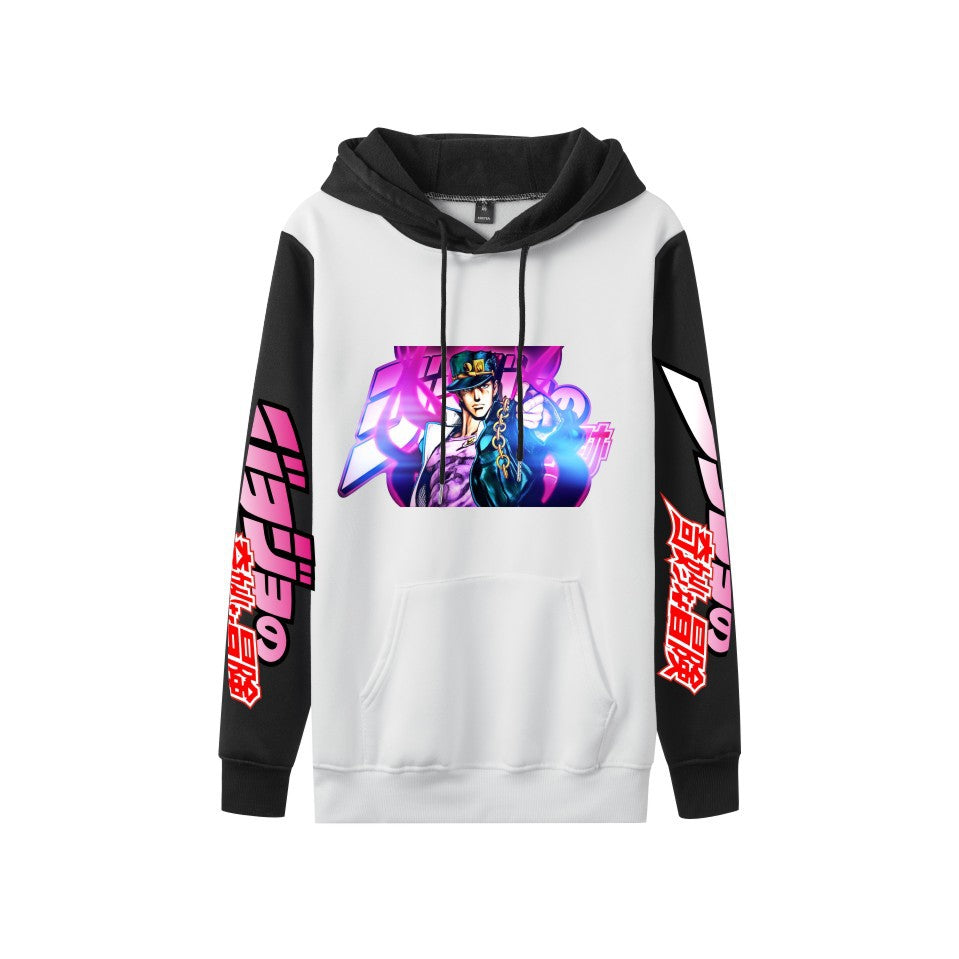 Cross-Border New Jojo Bizarre Adventure Series Anime Printed Casual Velvet Couple Hooded Trendyy Sweatshirt