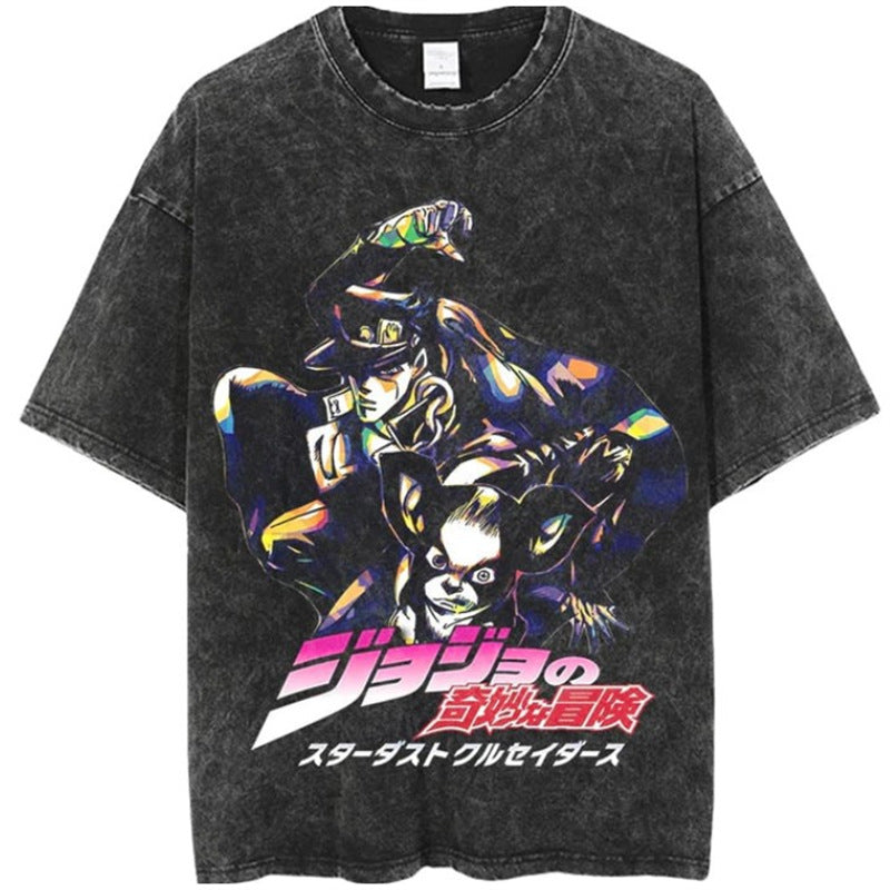 Anime New T-Shirt Cotton Top T-Shirt Dark Shirt Printing Anime Short-Sleeved Men's and Women's 220g Series