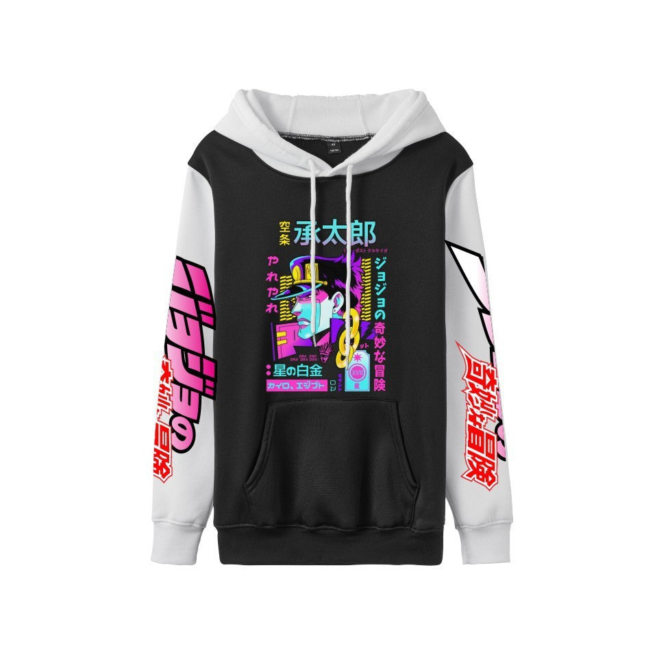 Cross-Border New Jojo Bizarre Adventure Series Anime Printed Casual Velvet Couple Hooded Trendyy Sweatshirt