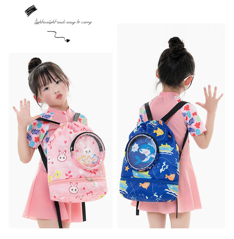 Children's Swimming Storage Bag Dry and Wet Separate Waterproof Wash Storage Bag Student Children's Cute Beach Backpack