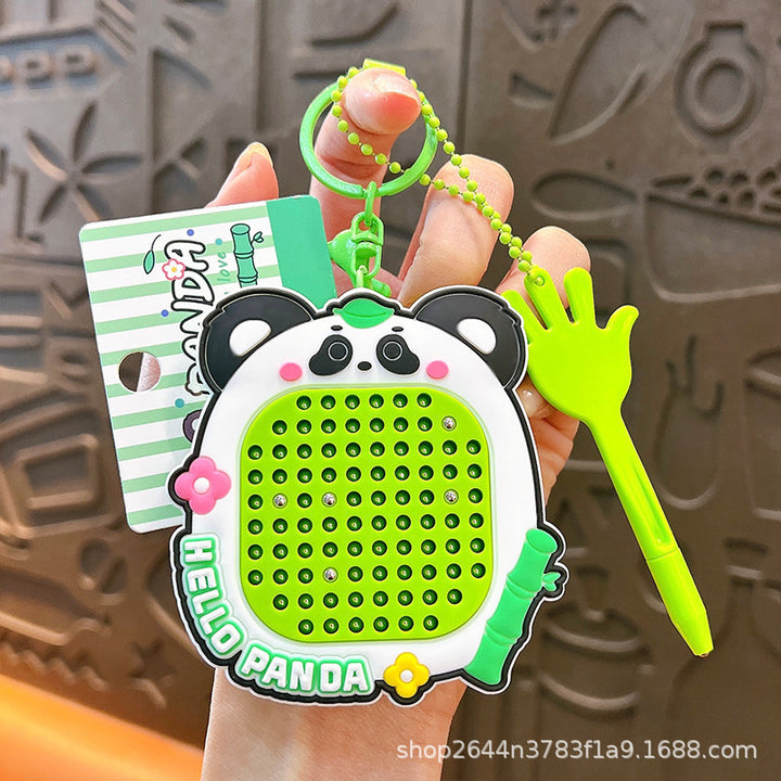 Panda Stress Relief Magnetic Steel Ball Drawing Board Keychain Backpack Pendant Car Keychain Wholesale Small Gift Stress Relief Gadget