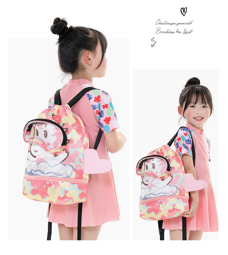 Children's Swimming Storage Bag Dry and Wet Separate Waterproof Wash Storage Bag Student Children's Cute Beach Backpack