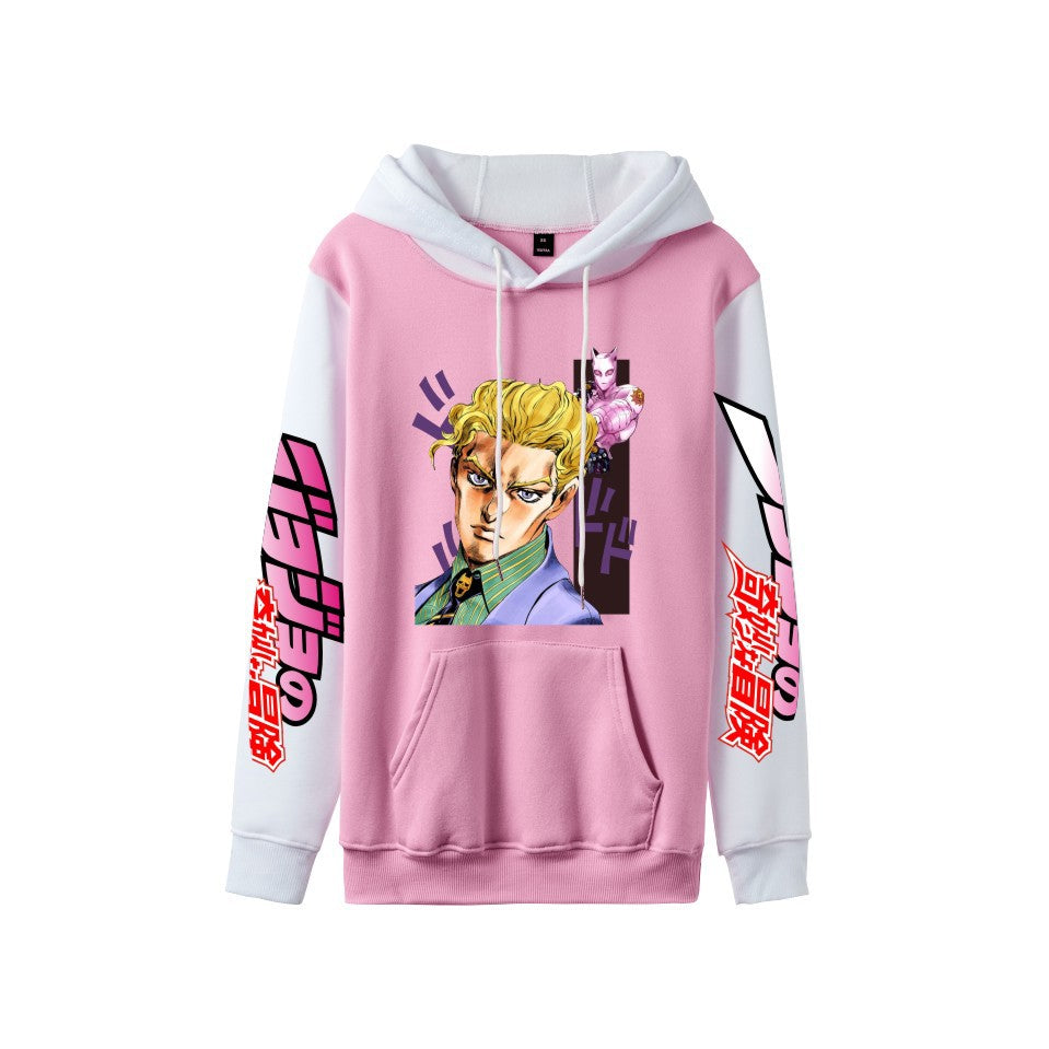 Cross-Border New Jojo Bizarre Adventure Series Anime Printed Casual Velvet Couple Hooded Trendyy Sweatshirt