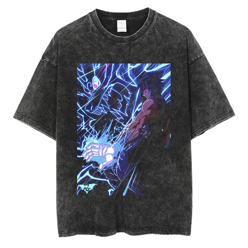 Hip Hop Streetwear Washed Oversized T-Shirt Japanese Anime 202
