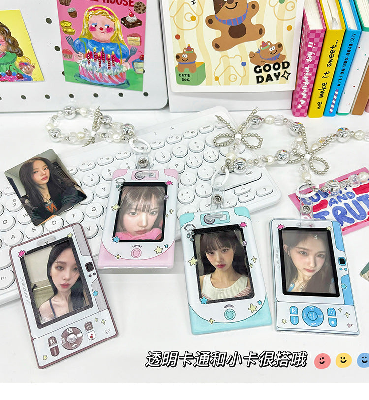 Transparent Card Holder Ins Style Idol Chasing Star Acrylic Small Card Protective Cover Chain Polaroid Photo Card Bag Pendant