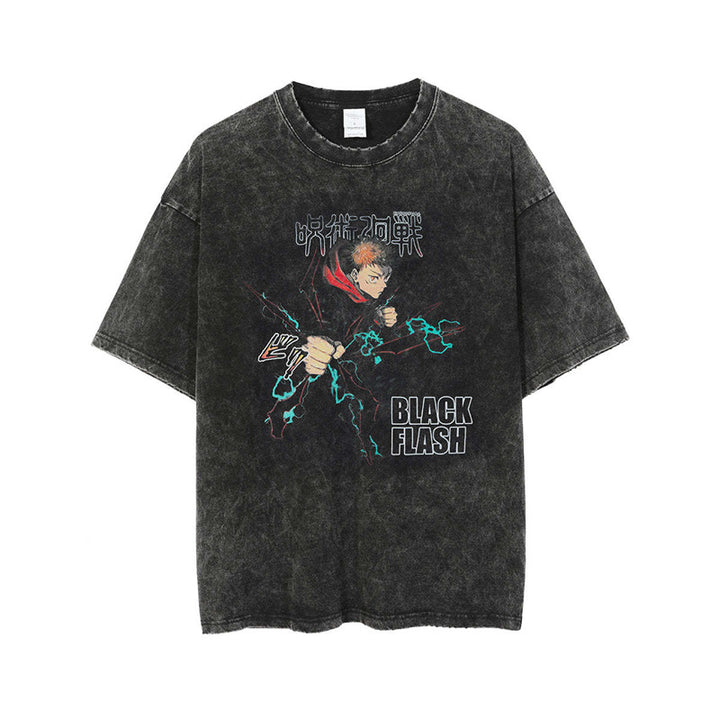 Anime New T-Shirt Cotton Top T-Shirt Dark Shirt Printing Anime Short-Sleeved Men's and Women's 220g Series