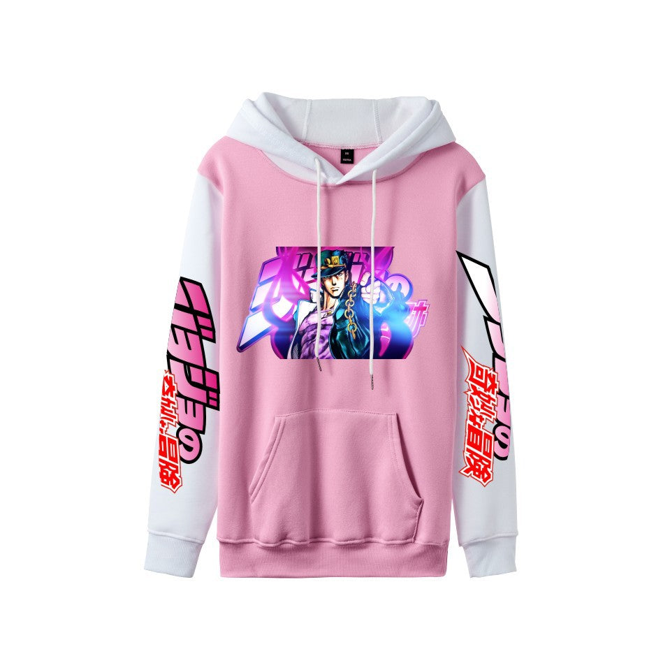 Cross-Border New Jojo Bizarre Adventure Series Anime Printed Casual Velvet Couple Hooded Trendyy Sweatshirt
