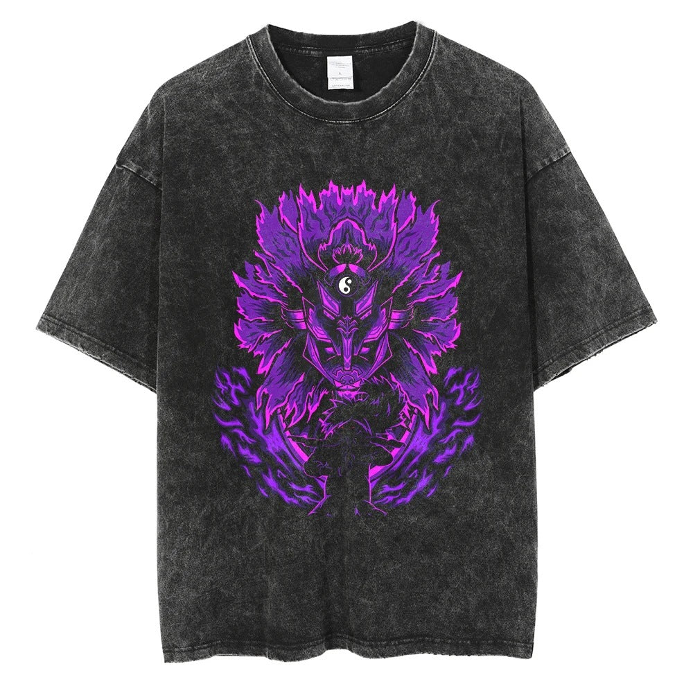 Hip Hop Streetwear Washed Oversized T-Shirt Japanese Anime 202