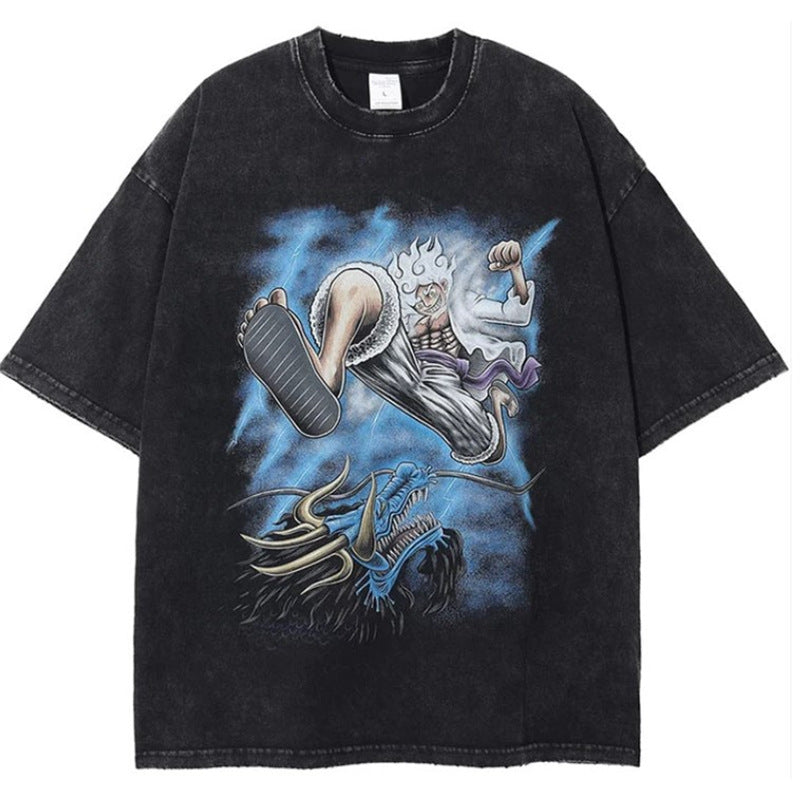 Anime New T-Shirt Cotton Top T-Shirt Dark Shirt Printing Anime Short-Sleeved Men's and Women's 220g Series