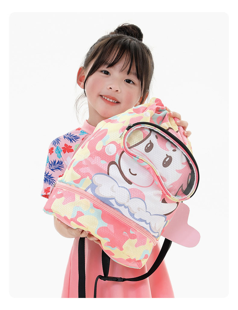 Children's Swimming Storage Bag Dry and Wet Separate Waterproof Wash Storage Bag Student Children's Cute Beach Backpack